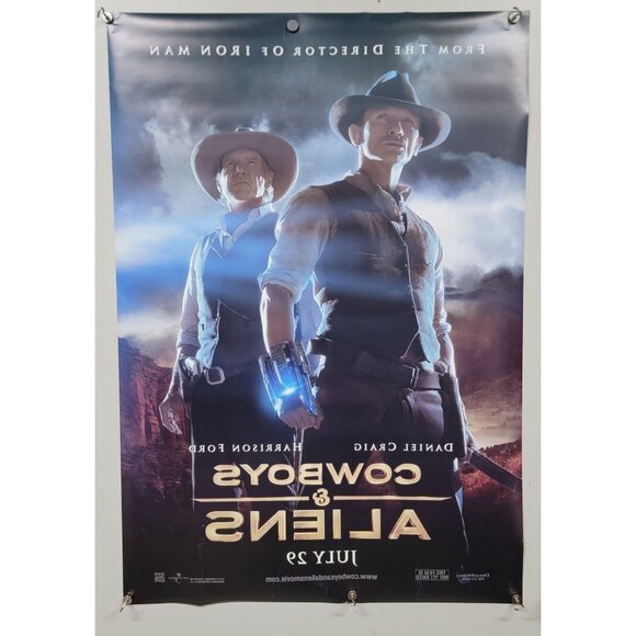 Cowboys & Aliens Movie Poster Original 2 Sided 27x40 Daniel Craig Harrison Ford - Picture 2 of 9
